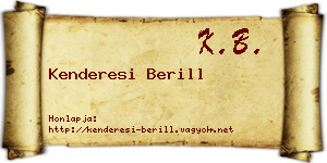 Kenderesi Berill névjegykártya